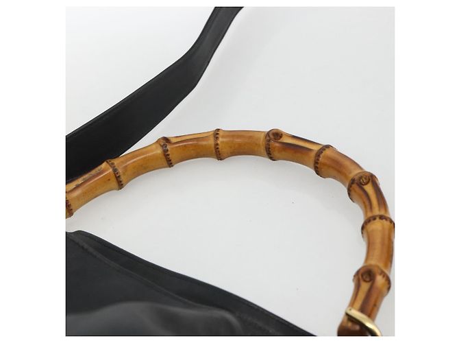 Borsa a Spalla in Pelle Gucci Bamboo 2way Nera Oro 001 0166 1577 Auth YKZ947 Nero D'oro - vista 8