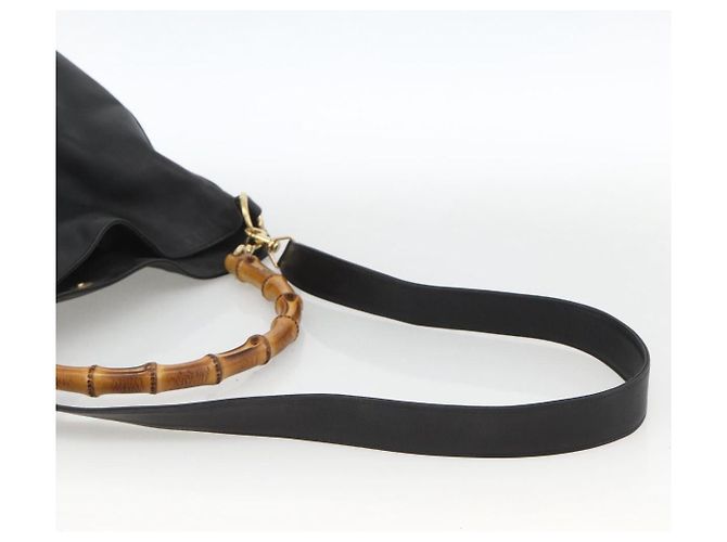 Borsa a Spalla in Pelle Gucci Bamboo 2way Nera Oro 001 0166 1577 Auth YKZ947 Nero D'oro - vista 9