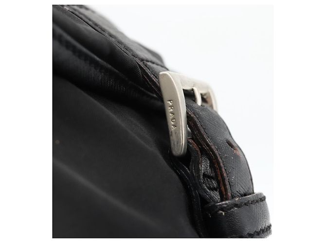 Zaino PRADA in nylon nero argento Auth YKZ1112 - vista 10