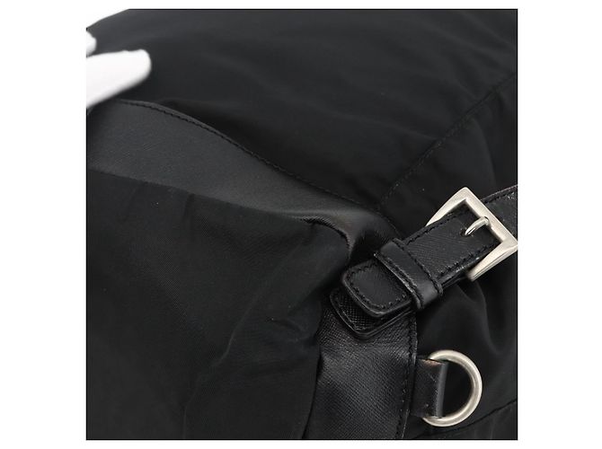 Zaino PRADA in nylon nero argento Auth YKZ1112 - vista 17