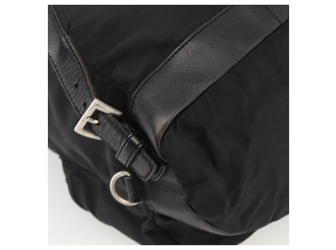 Zaino PRADA in nylon nero argento Auth YKZ1112 - vista 18