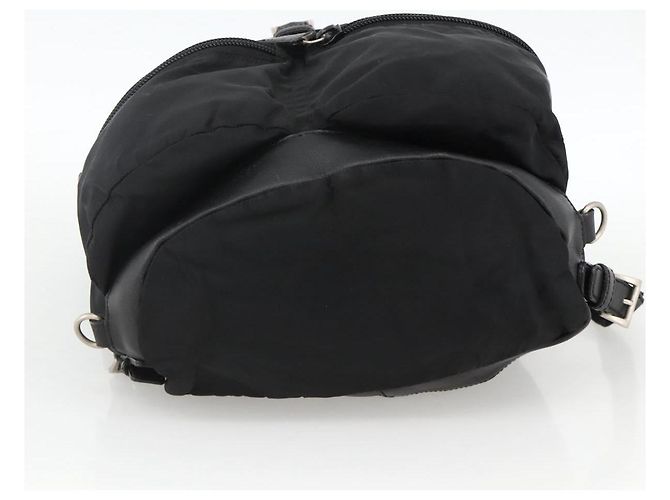 Zaino PRADA in nylon nero argento Auth YKZ1112 - vista 5