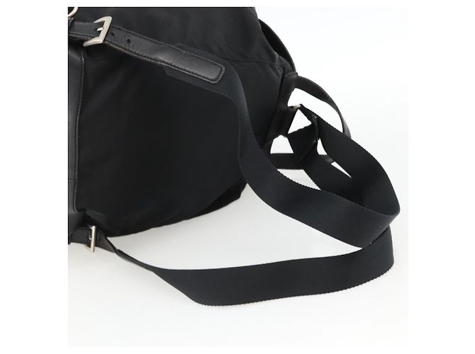 Zaino PRADA in nylon nero argento Auth YKZ1112 - vista 9
