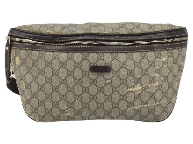 Borsa a tracolla GUCCI GG Supreme in PVC Beige Oro 211110 Auth AMZ560 - vista 13