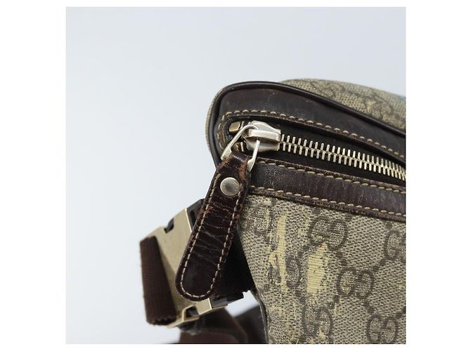 Borsa a tracolla GUCCI GG Supreme in PVC Beige Oro 211110 Auth AMZ560 - vista 18