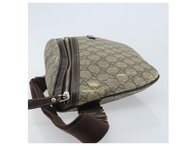 Borsa a tracolla GUCCI GG Supreme in PVC Beige Oro 211110 Auth AMZ560 - vista 4
