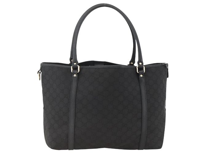 Borsa Tote GG Canvas Gucci Outlet Nera Argento 265695 Auth AMZ157 Nero - vista 13