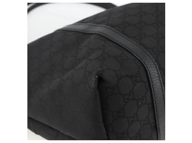 Borsa Tote GG Canvas Gucci Outlet Nera Argento 265695 Auth AMZ157 Nero - vista 14