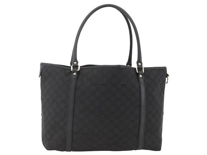 Borsa Tote GG Canvas Gucci Outlet Nera Argento 265695 Auth AMZ157 Nero - vista 2
