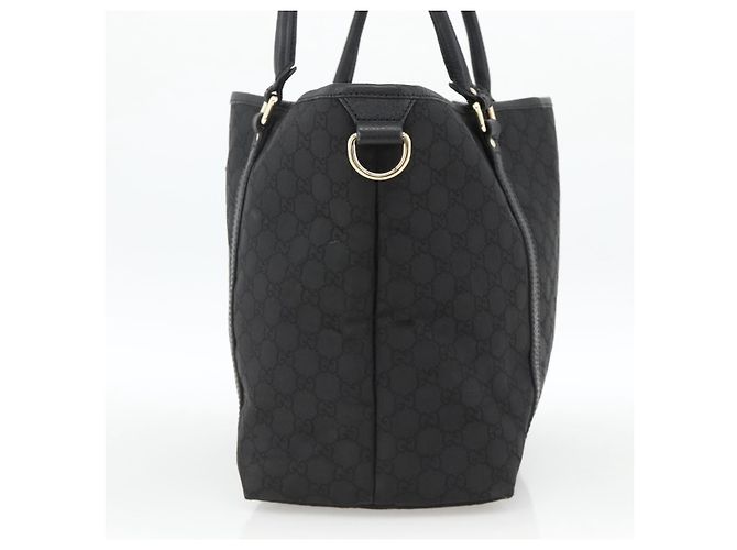 Borsa Tote GG Canvas Gucci Outlet Nera Argento 265695 Auth AMZ157 Nero - vista 3