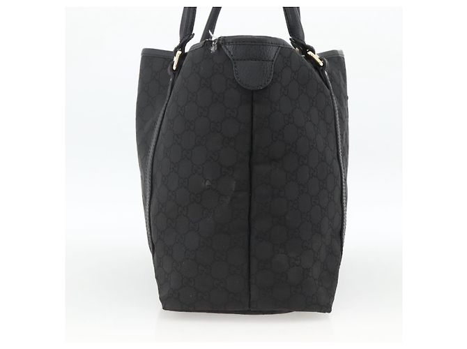 Borsa Tote GG Canvas Gucci Outlet Nera Argento 265695 Auth AMZ157 Nero - vista 4
