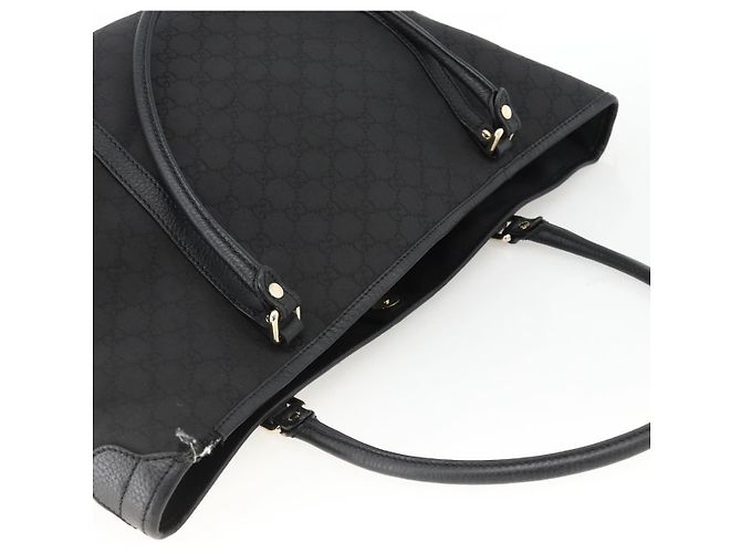 Borsa Tote GG Canvas Gucci Outlet Nera Argento 265695 Auth AMZ157 Nero - vista 6