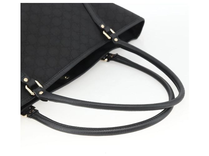 Borsa Tote GG Canvas Gucci Outlet Nera Argento 265695 Auth AMZ157 Nero - vista 7