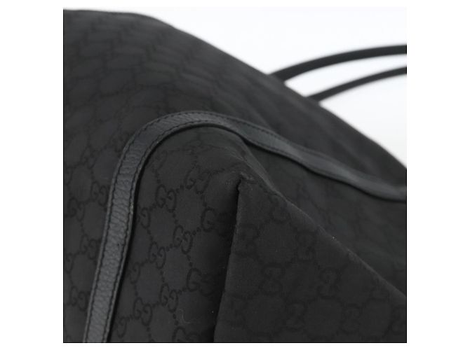 Borsa Tote GG Canvas Gucci Outlet Nera Argento 265695 Auth AMZ157 Nero - vista 9