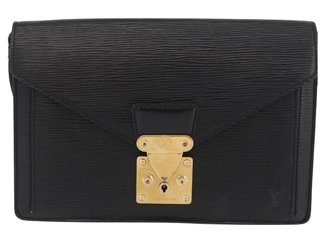 LOUIS VUITTON Epi Série Dragonne Clutch Bag Preto M52612 LV Auth 174735 - vista 13