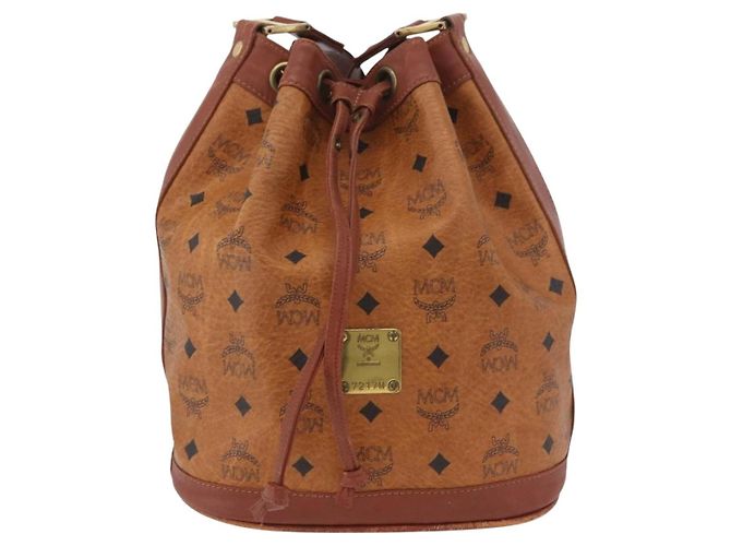 Borsa a corda Vicetos Logogram MCM in pelle PVC marrone e oro Auth AMZ492 D'oro - vista 13