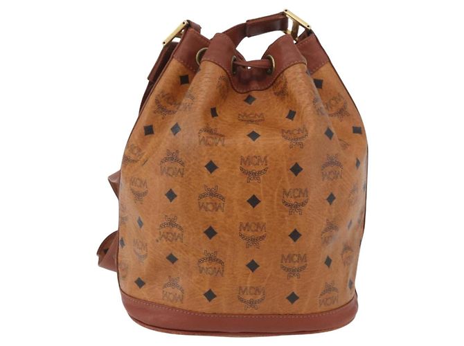Borsa a corda Vicetos Logogram MCM in pelle PVC marrone e oro Auth AMZ492 D'oro - vista 2