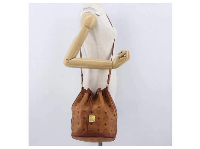 Borsa a corda Vicetos Logogram MCM in pelle PVC marrone e oro Auth AMZ492 D'oro - vista 21