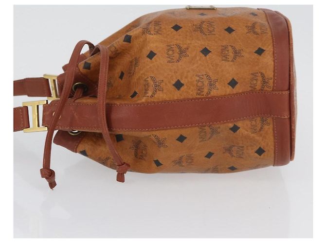 Borsa a corda Vicetos Logogram MCM in pelle PVC marrone e oro Auth AMZ492 D'oro - vista 4