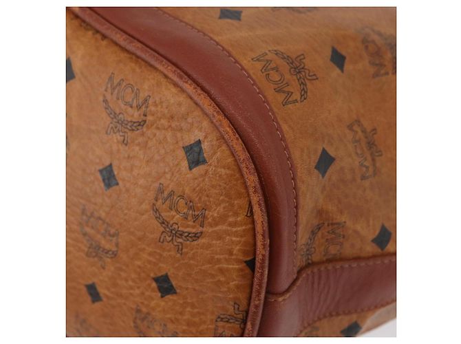 Borsa a corda Vicetos Logogram MCM in pelle PVC marrone e oro Auth AMZ492 D'oro - vista 9