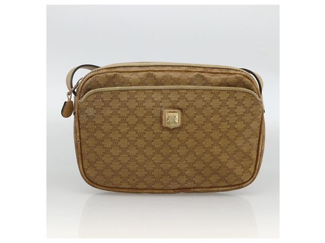 Céline Borsa a mano in tela Macadam CELINE PVC 2 pezzi Marrone Beige Auth ka3848 - vista 11