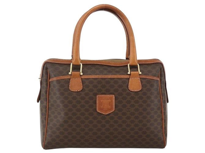 Céline Borsa a mano in tela Macadam CELINE PVC 2 pezzi Marrone Beige Auth ka3848 - vista 2