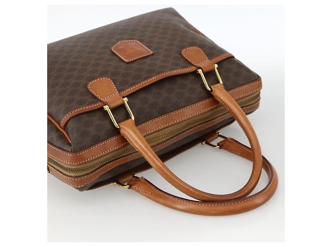 Céline Borsa a mano in tela Macadam CELINE PVC 2 pezzi Marrone Beige Auth ka3848 - vista 5