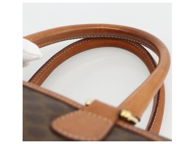 Céline Borsa a mano in tela Macadam CELINE PVC 2 pezzi Marrone Beige Auth ka3848 - vista 6