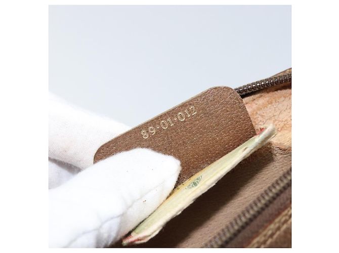 GUCCI GG Supreme Web Sherry Line Clutch Bag PVC Beige Oro 89 01 012 Auth YKZ156 - vista 12