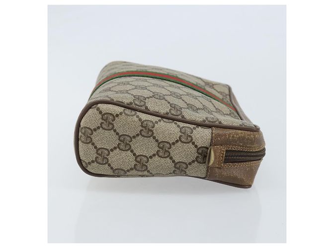 GUCCI GG Supreme Web Sherry Line Clutch Bag PVC Beige Oro 89 01 012 Auth YKZ156 - vista 3