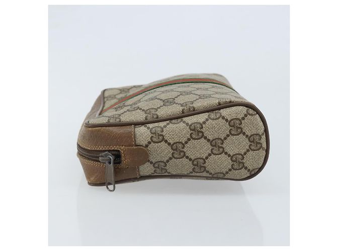 GUCCI GG Supreme Web Sherry Line Clutch Bag PVC Beige Oro 89 01 012 Auth YKZ156 - vista 4