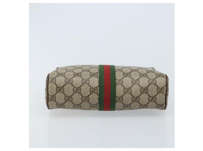 GUCCI GG Supreme Web Sherry Line Clutch Bag PVC Beige Oro 89 01 012 Auth YKZ156 - vista 6