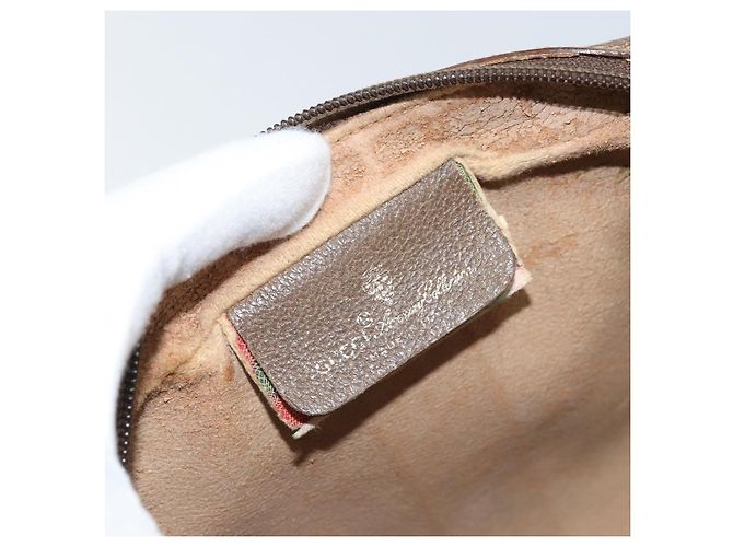 GUCCI GG Supreme Web Sherry Line Clutch Bag PVC Beige Oro 89 01 012 Auth YKZ156 - vista 9