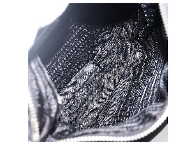 Borsa a Spalla PRADA Nylon Nero Argento Auth YKZ1103 - vista 11