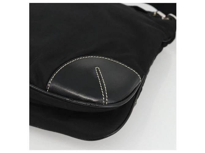 Borsa a Spalla PRADA Nylon Nero Argento Auth YKZ1103 - vista 14