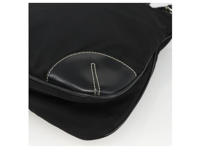 Borsa a Spalla PRADA Nylon Nero Argento Auth YKZ1103 - vista 16