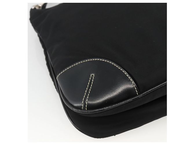 Borsa a Spalla PRADA Nylon Nero Argento Auth YKZ1103 - vista 17