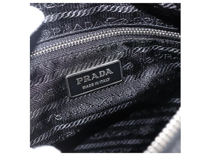 Borsa a Spalla PRADA Nylon Nero Argento Auth YKZ1103 - vista 19