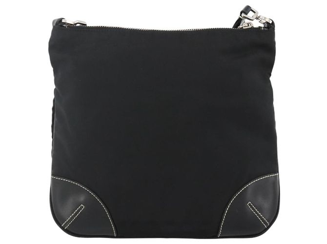 Borsa a Spalla PRADA Nylon Nero Argento Auth YKZ1103 - vista 2