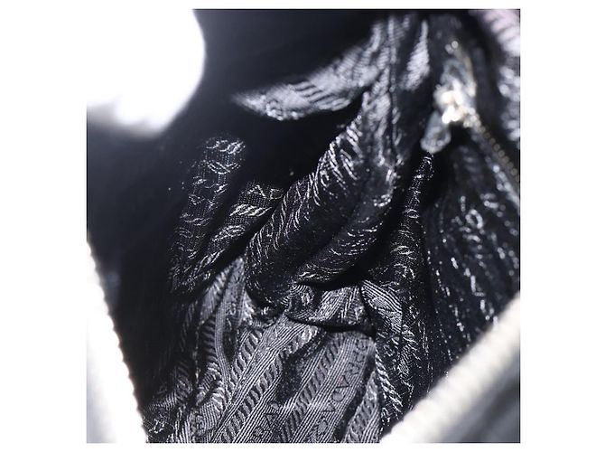 Borsa a Spalla PRADA Nylon Nero Argento Auth YKZ1103 - vista 21