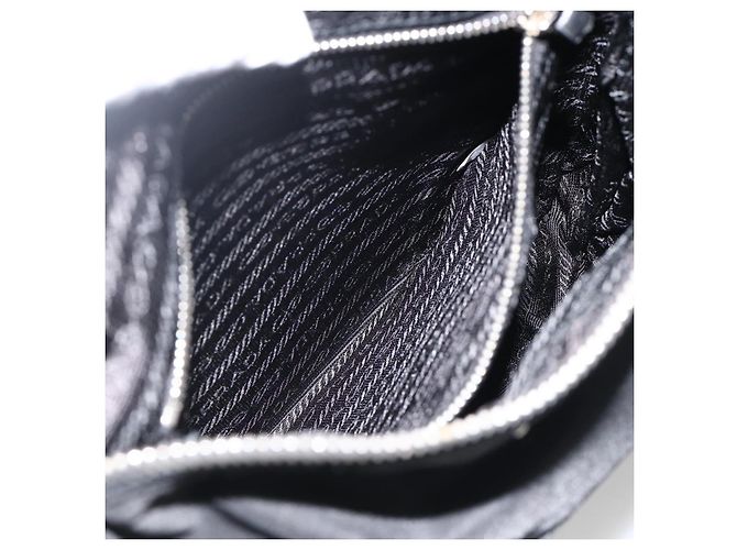 Borsa a Spalla PRADA Nylon Nero Argento Auth YKZ1103 - vista 23