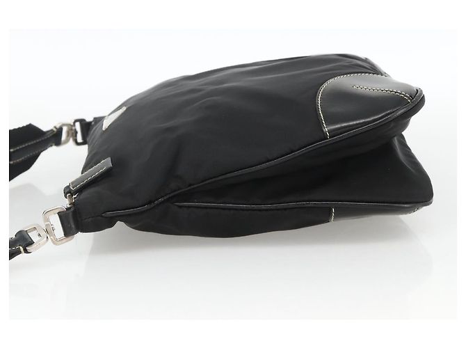 Borsa a Spalla PRADA Nylon Nero Argento Auth YKZ1103 - vista 3