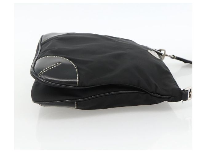 Borsa a Spalla PRADA Nylon Nero Argento Auth YKZ1103 - vista 4