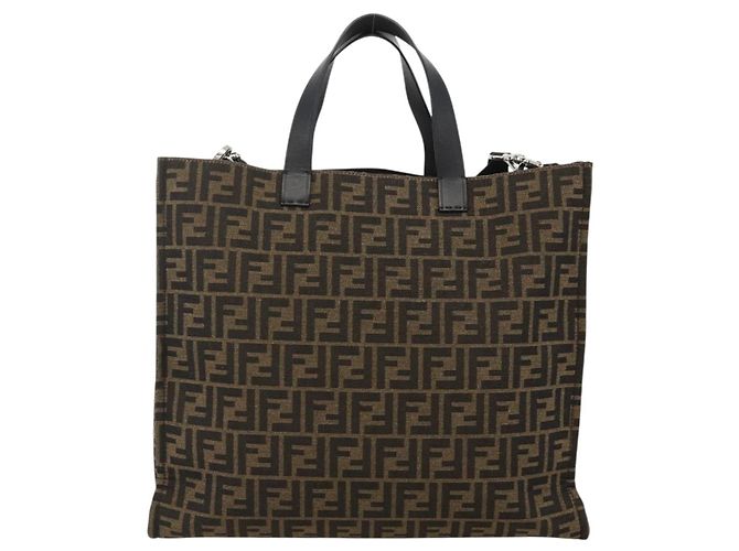 FENDI Pokemon Dragonite Fragment Zucca Canvas Tasche 2way Schwarz Braun Auth ka3850SM - Ansicht 2