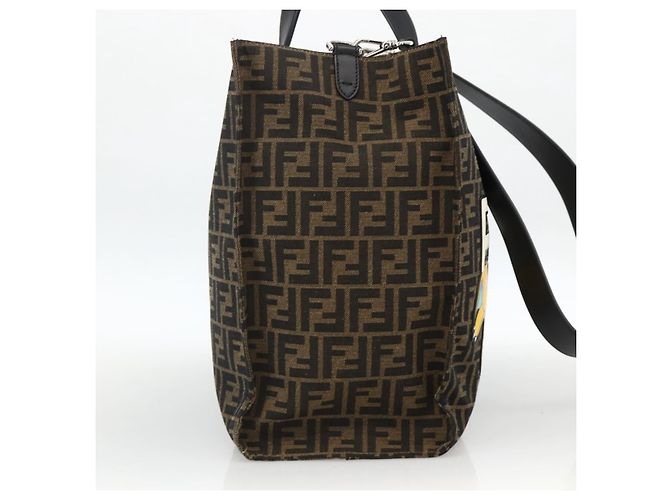 FENDI Pokemon Dragonite Fragment Zucca Canvas Tasche 2way Schwarz Braun Auth ka3850SM - Ansicht 3