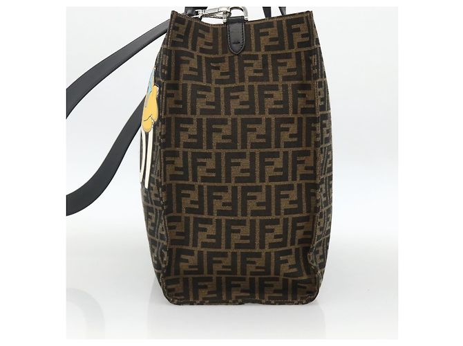FENDI Pokemon Dragonite Fragment Zucca Canvas Tasche 2way Schwarz Braun Auth ka3850SM - Ansicht 4