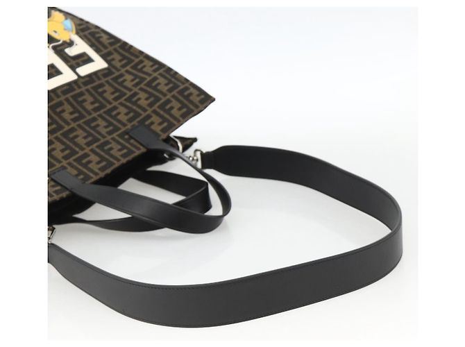 FENDI Pokemon Dragonite Fragment Zucca Canvas Tasche 2way Schwarz Braun Auth ka3850SM - Ansicht 8