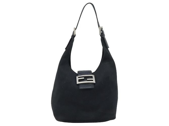 FENDI Handtasche aus schwarzem Nylon mit Silber authentisch YKZ062 - Ansicht 13