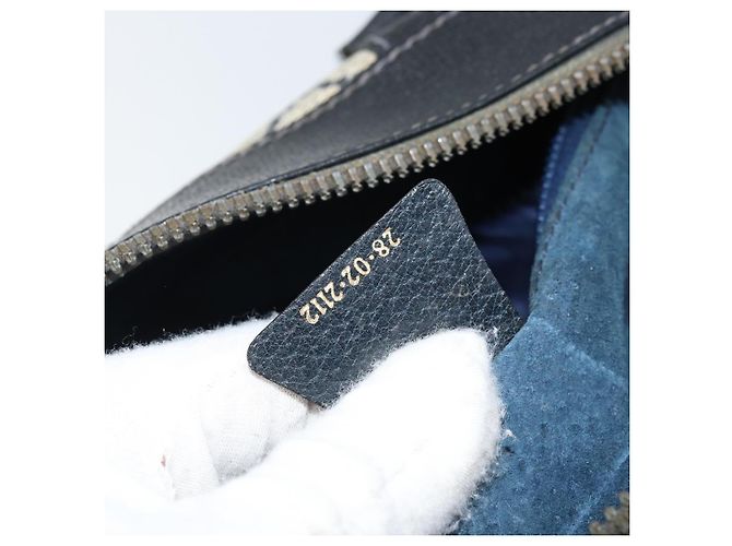 Borsa a Mano GUCCI GG Supreme PVC Blu Navy Oro Auth YKZ165 D'oro - vista 12