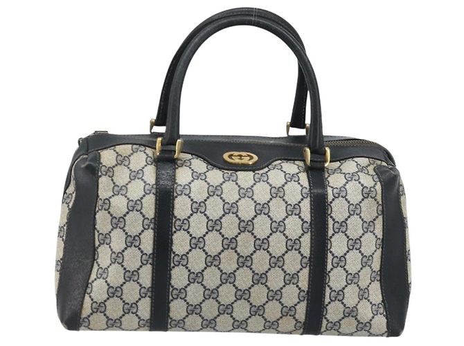 Borsa a Mano GUCCI GG Supreme PVC Blu Navy Oro Auth YKZ165 D'oro - vista 13